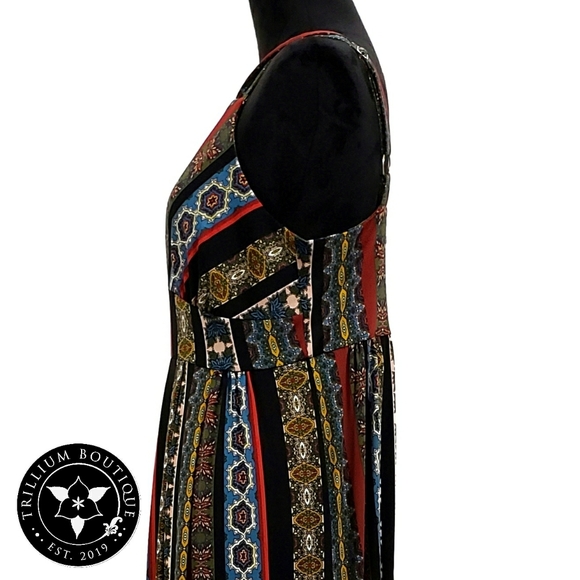 Tahari Sleeveless Tile Stripe Print Maxi Dress S - Picture 5 of 8